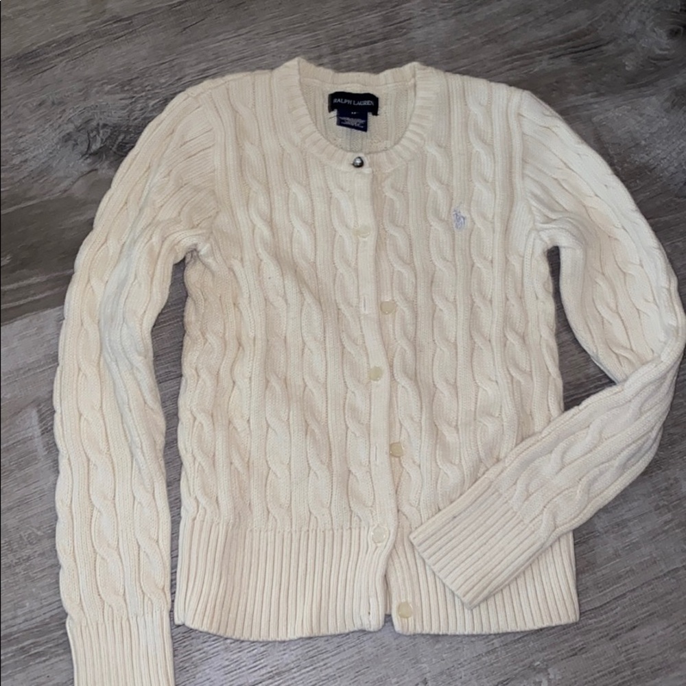 Girls Ralph Lauren ivory cream cardigan SZ MEDIUM